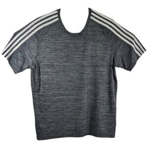 Adidas Gray 3 Stripes Shirt Large Mens Aeroready Dark Gray Shirt Prime Green